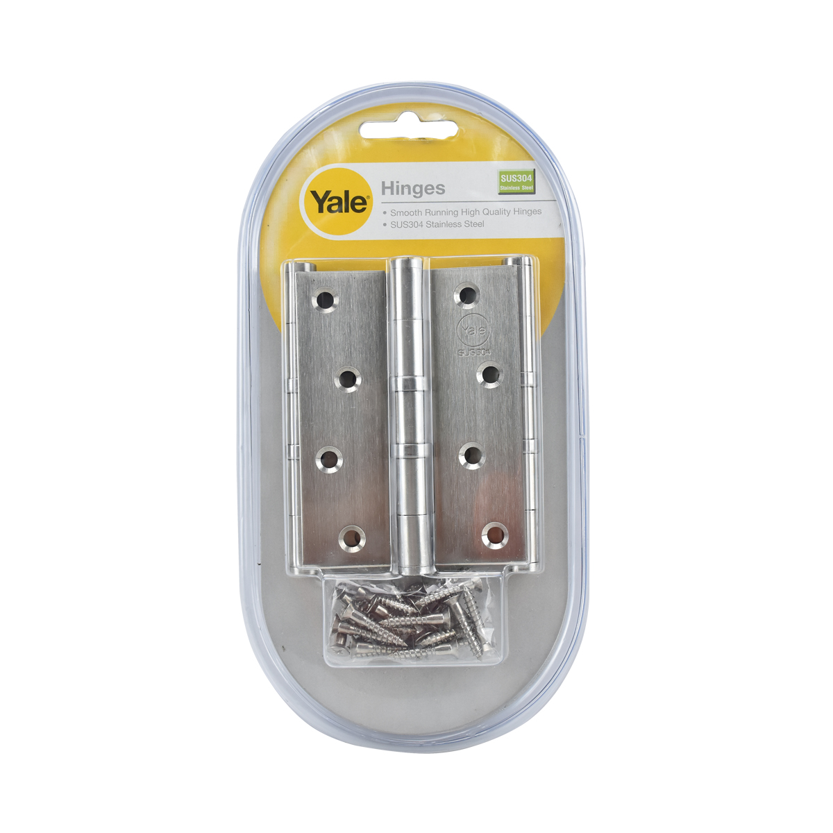 YALE บานพับประตู SL4320BBP3 สแตนเลสแท้ (SUS304) 2 แหวนลูกปืน 4"x3"x2มม.บรรจุ3