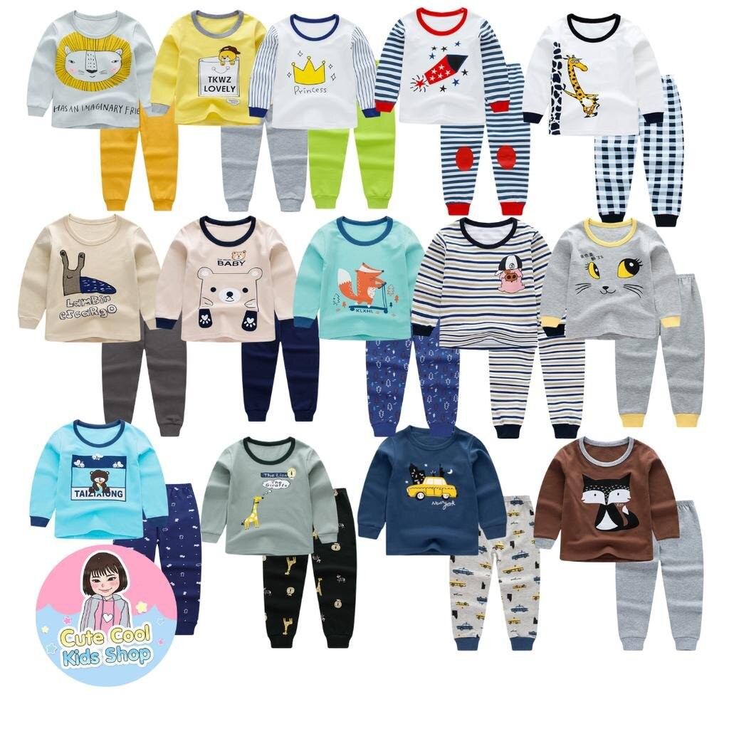 PB-1 ชุดนอนเด็กแขนยาวขายาว พร้อมส่ง 3-12 ขวบ