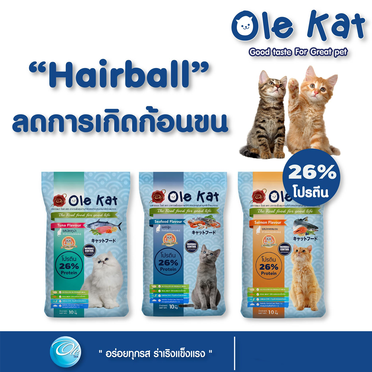 (3ถุงราคาพิเศษ) Ole Cat Food โอเล่ อาหารสำหรับแมวโต ชนิดเม็ด ขนาด 1KG
