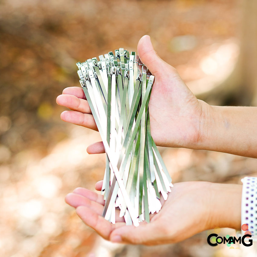 เคเบิ้ลไทร์ สแตนเลส สายรัดสแตนเลส Cable Tie ขนาดกว้าง4.6mm มีความยาว6-12นิ้วให้เลือก ถุงละ50ชิ้น Stainless