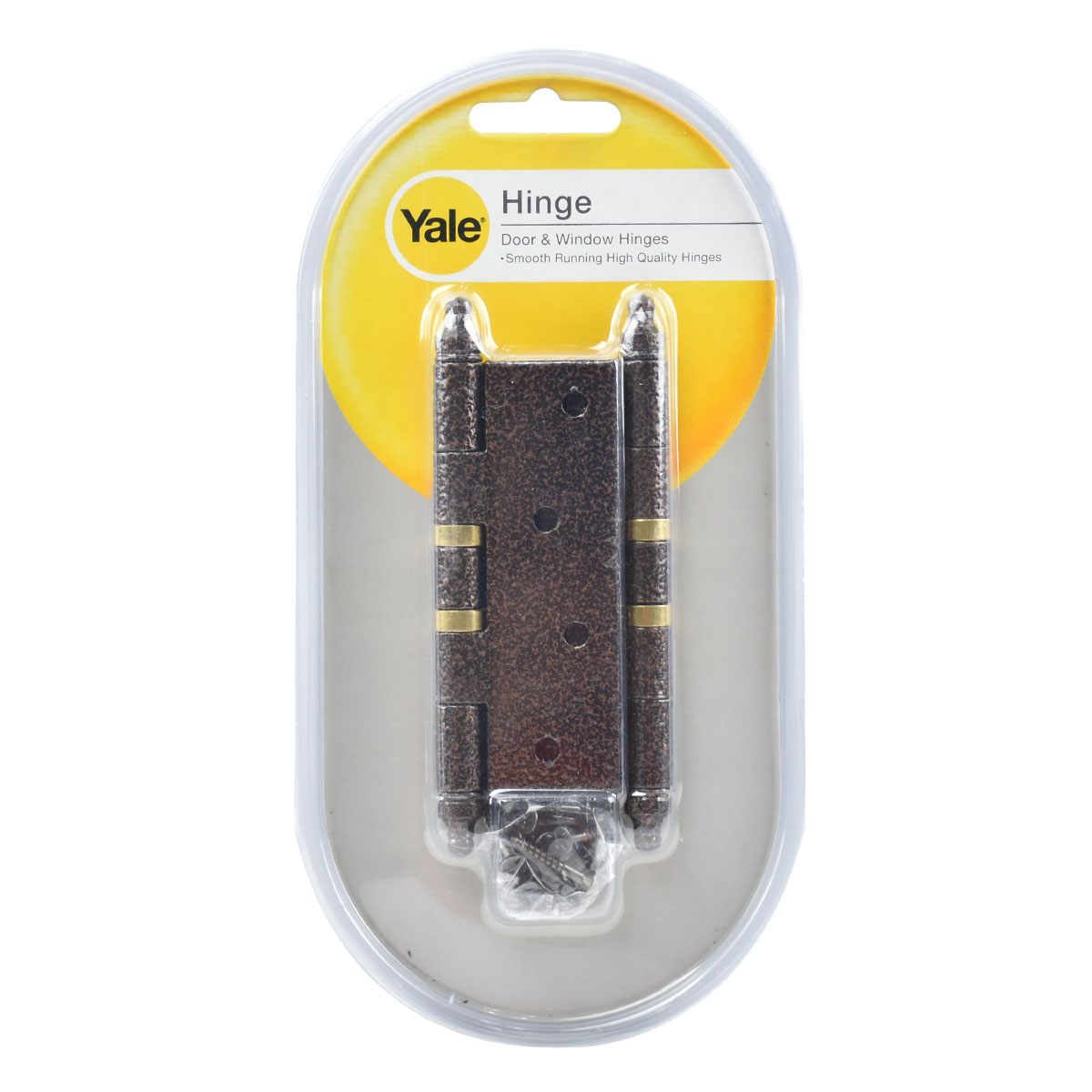 YALE บานพับประตู AE243C ทองแดงรมดำหัวจุก 2แหวน แกนเล็ก 11มม. 4"x3"x2มม.