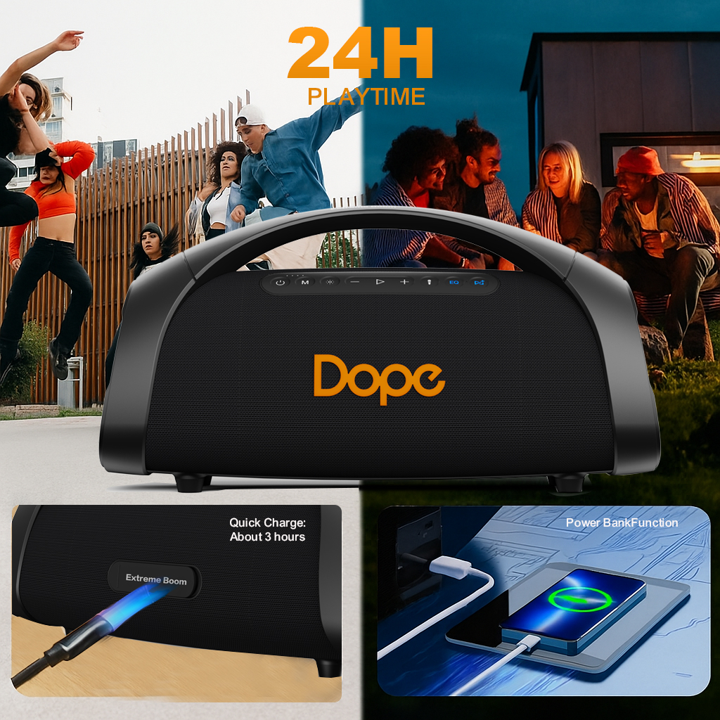 Dope Extreme Boom Party Speaker 200W RMS with Mictrophone ลำโพงบลูทูธ Dope Extreme Boom กำลังขับ 200W พร้อมไมค์ไร้สาย