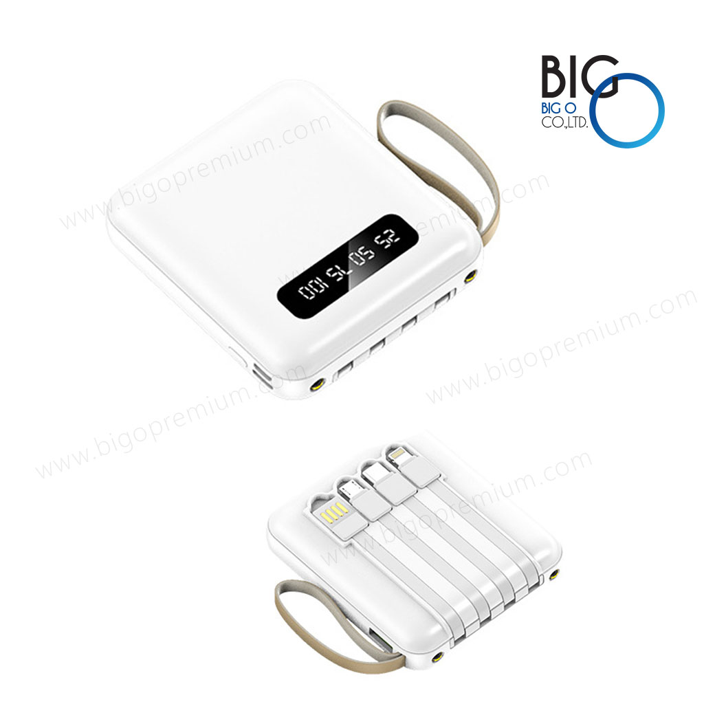 พาวเวอร์แบงค์พรีเมี่ยม ความจุ 10000 mAh มีสายชาร์จในตัว