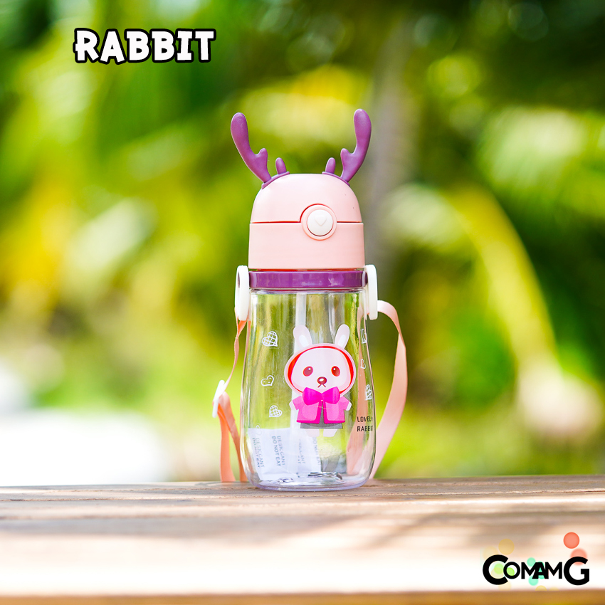 ขวดน้ำเด็ก กระติกน้ำเด็ก ขวดน้ำไปโรงเรียน หลอดเด้ง ฝาเด้ง มีสายคล้องคอ 480-600ML พร้อมส่งจากไทย