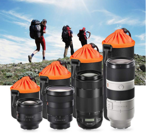 ถุงใส่เลนส์ / ถุงเก็บเลนส์ กันเป็นรอย และลดแรงกระแทก สีดำ/สีส้ม/สีม่วง มี4ไซร์ พร้อมส่ง