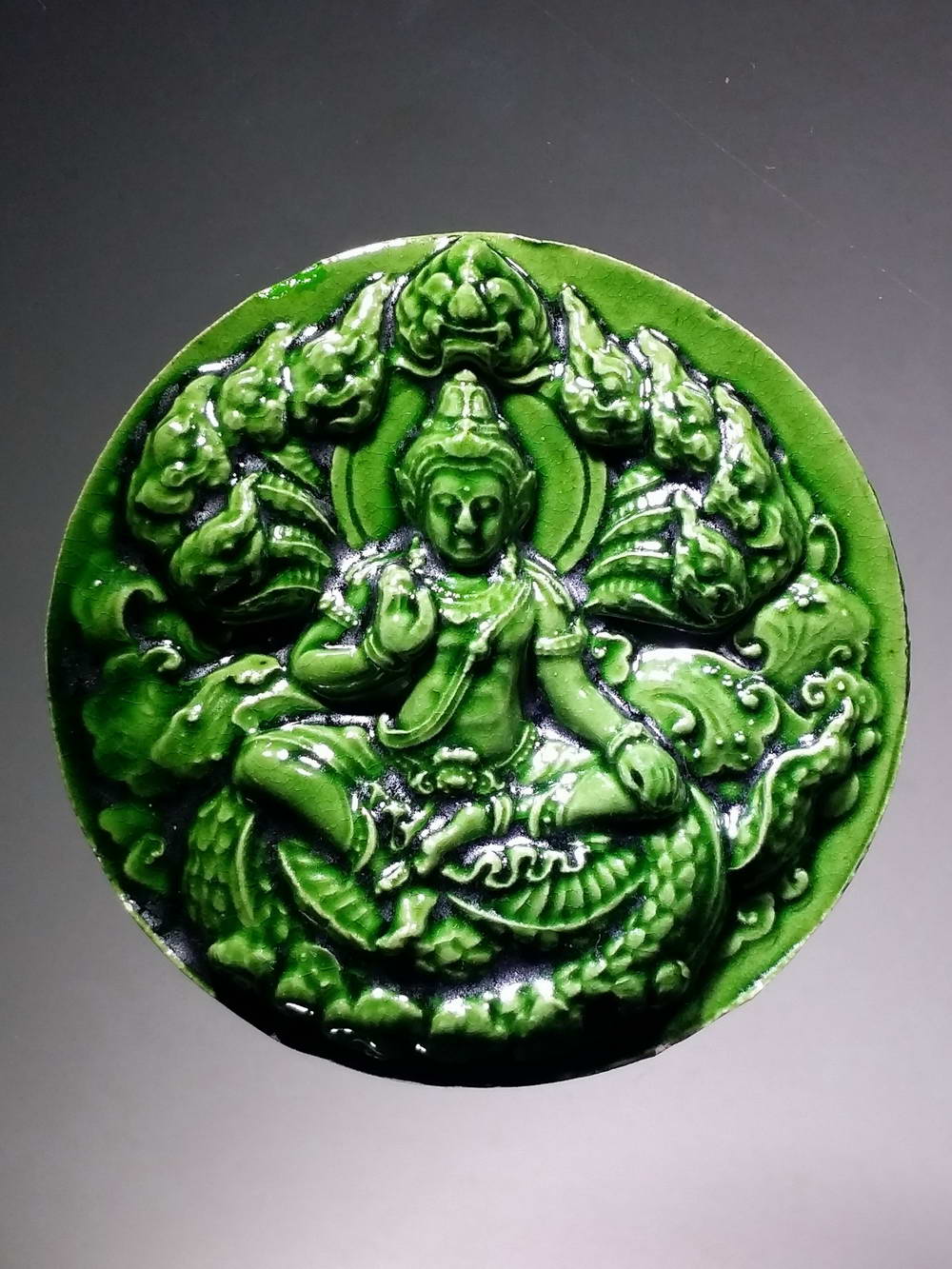 รหัสสินค้า จตุคามรามเทพ 102 จตุคามรามเทพ เนื้อกระเบื้องเคลือบเขียว รุ่น อัครมหาเศรษฐี