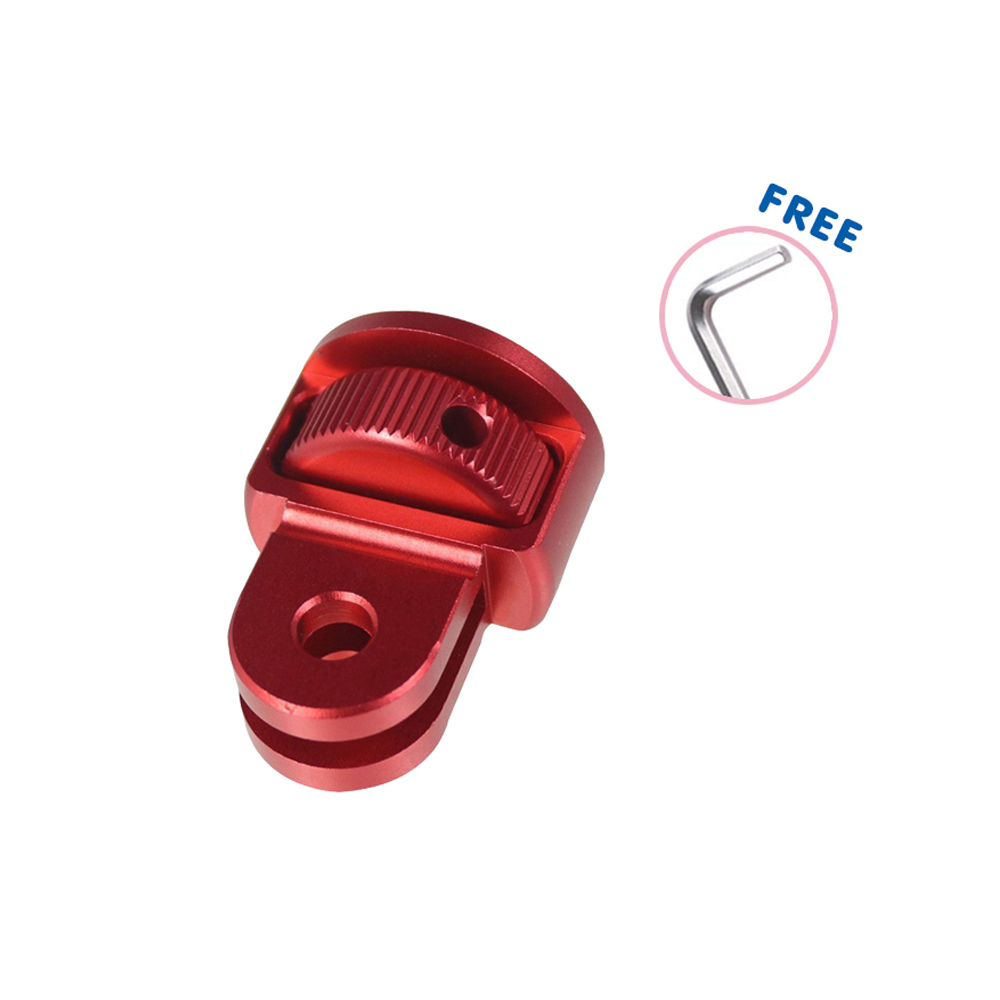 1/4 นิ้ว 360 องศา Red Red อะแดปเตอร์ขาตั้งกล้องอลูมิเนียม for GoPro / SJCAM / Xiaomi / Insta360 / action camera