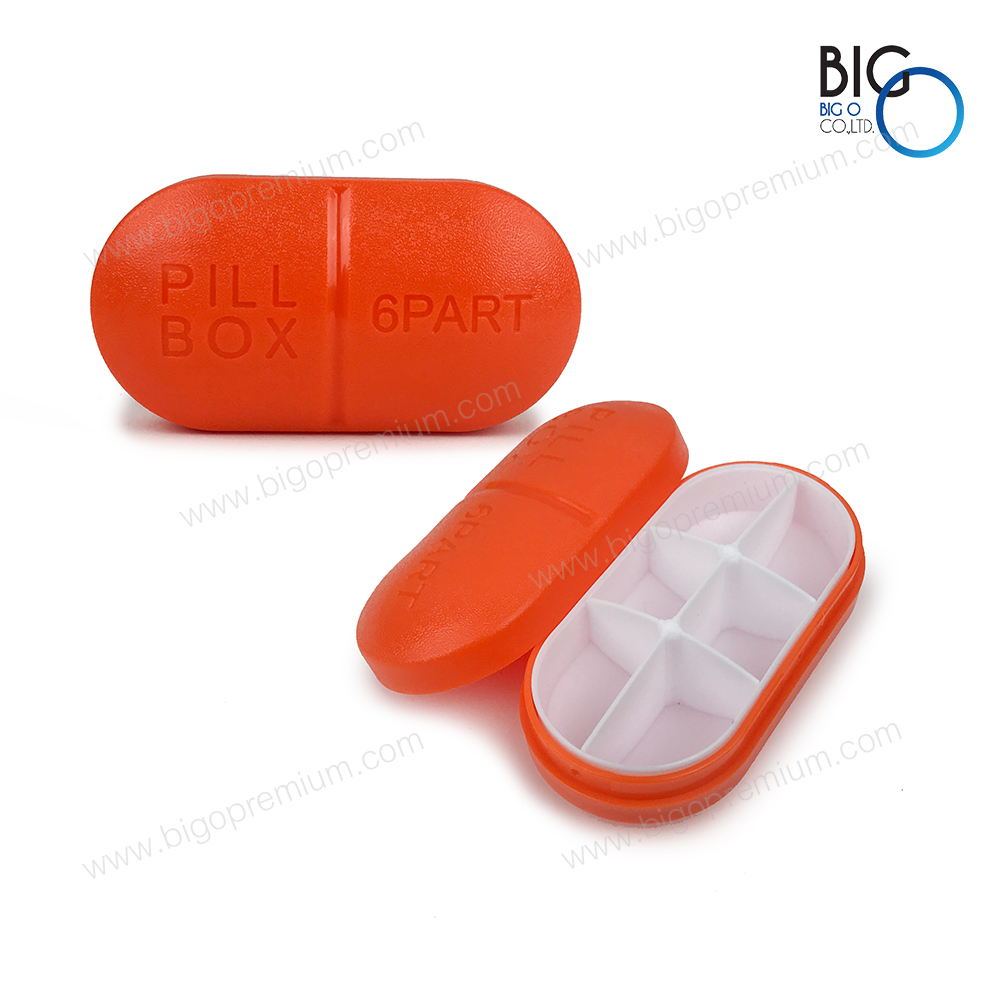 กล่องใส่เม็ดยารูปแคปซูล 6 ช่อง (Pill Box Capsule)