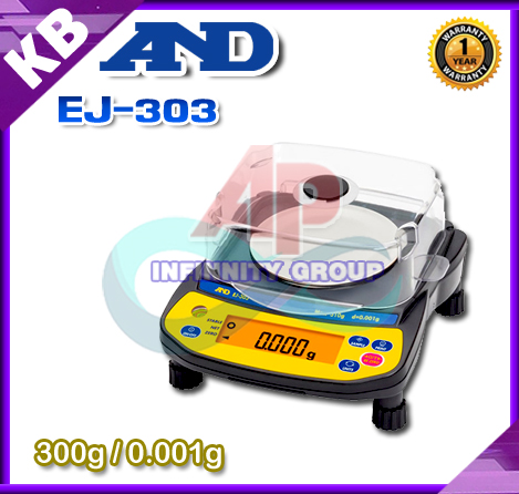 เครื่องชั่งความละเอียดสูง เครื่องชั่งดิจิตอล 300 กรัม เครื่องชั่ง 300 กรัม ตาชั่ง 300 กรัม อ่านค่าความละเอียด 0.001 กรัม ทศนิยม 3 ตำแหน่ง รุ่น EJ-303 ยี่ห้อ AND