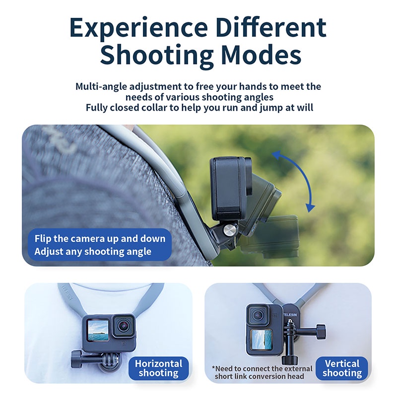 Telesin New U Shape Neck Holder Magnetic Mount คล้องคอ for GoPro / SJCAM / Xiaomi / Insta360 ใช้ได้กับกล้อง และมือถือ