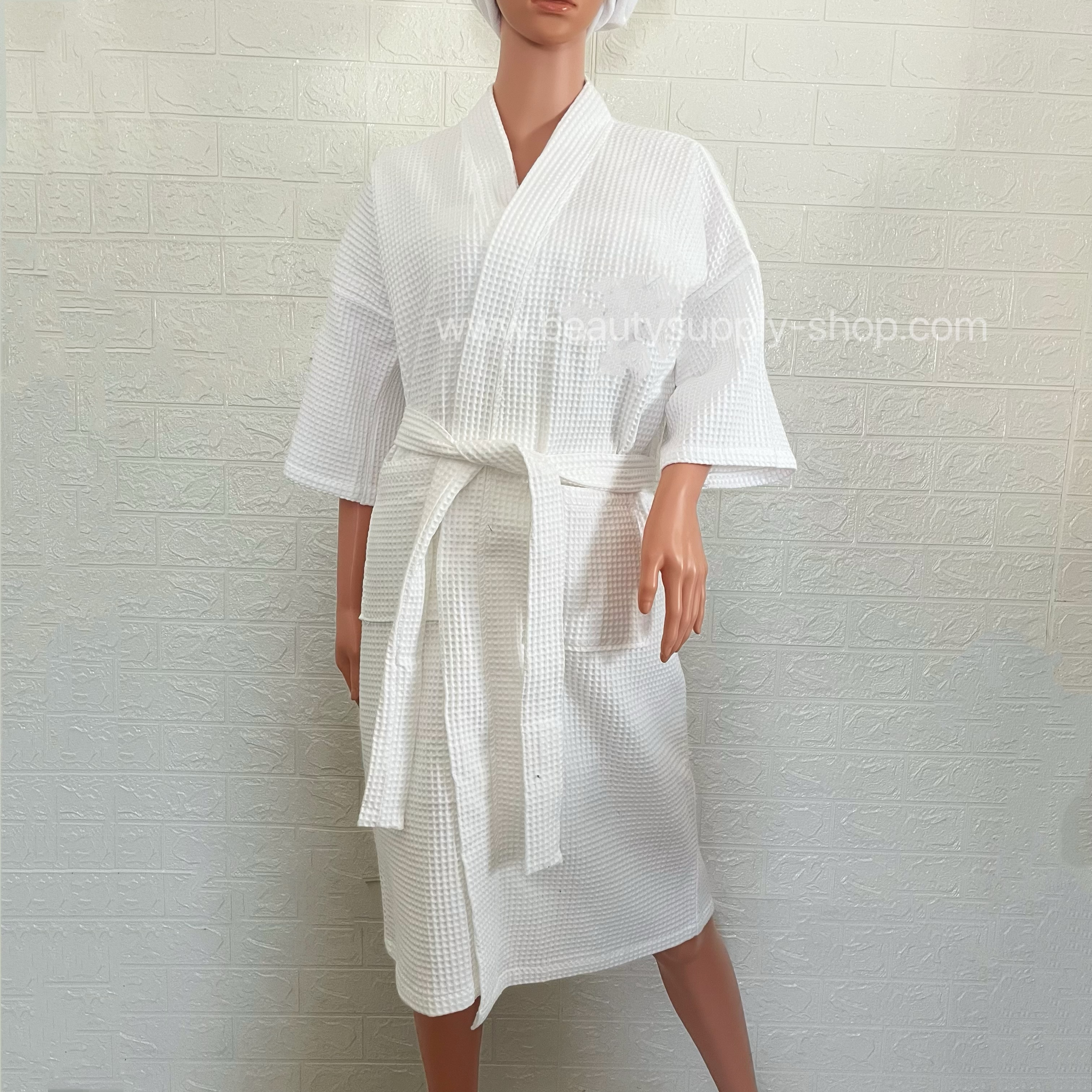 เสื้อคลุมอาบน้ำ ชุดคลุมอาบน้ำ เสื้อคลุมรังผึ้ง ผ้ารังผึ้ง(วาฟเฟิล) ทำจากผ้าฝ้าย (Cotton) 100% เสื้อคลุม ชุดคลุมโรงแรม