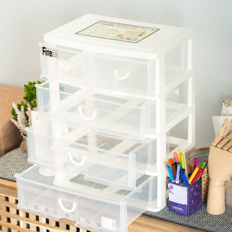 คีย์เวย์ กล่องลิ้นชัก 4 ชั้น 5 ช่อง Keyway รุ่น CK-555 สีขาว ใส่เอกสาร ใส่กระดาษA4ได้