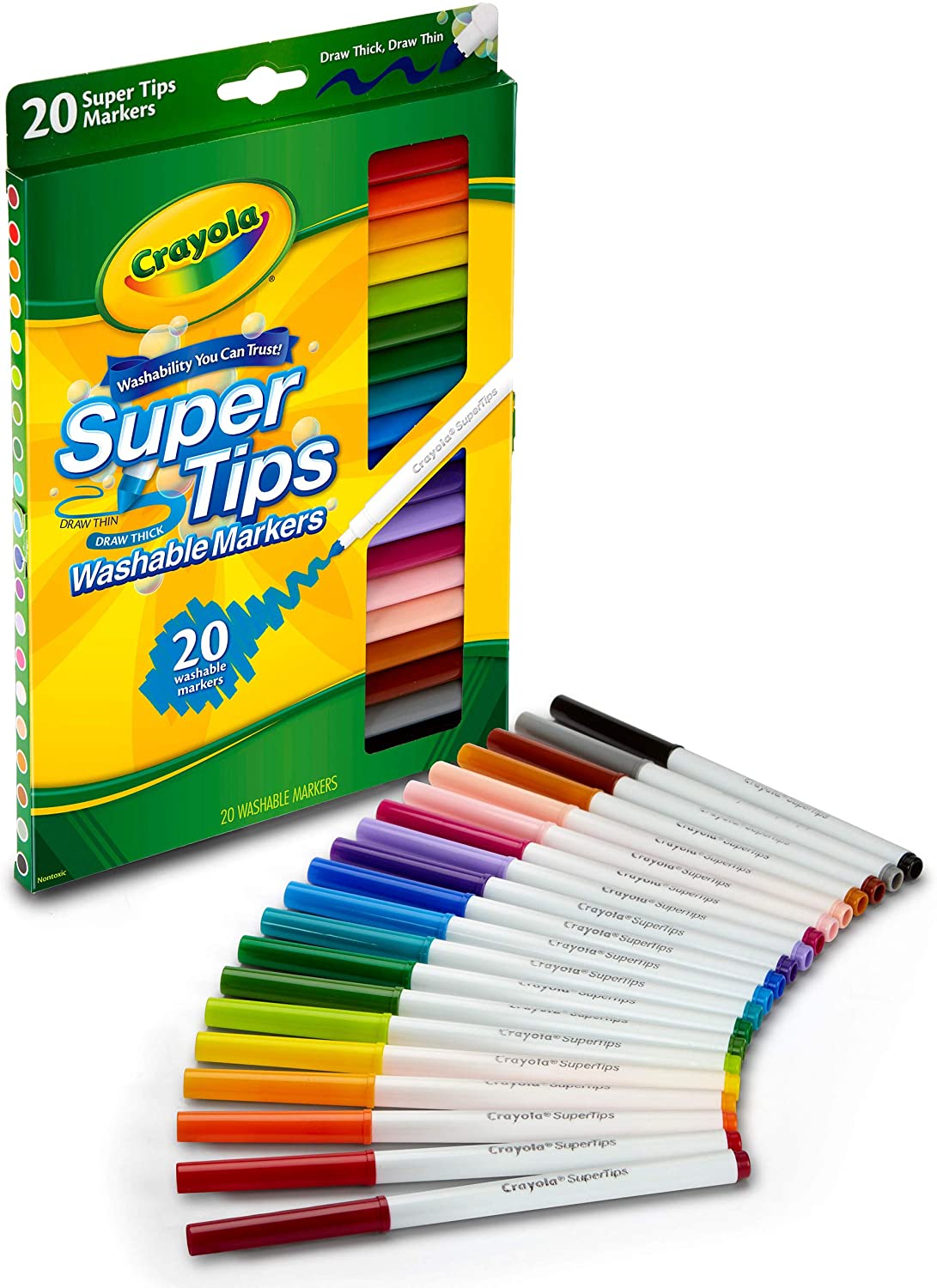 สีเมจิก Crayola SuperTips สีล้างออกได้ หัวแบบซุปเปอร์ทิปส์ วาดเส้นบางและหนาได้ในแท่งเดียว