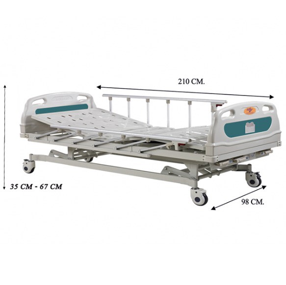 เตียงผู้ป่วยมือหมุน 3 ไกร์ A328P หัว-ท้าย ABS ราวสไลด์ (Manual Hospital Bed) ปรับเตียงต่ำพิเศษ 37 ซม. เท้าสัมผัสพื้นได้อย่างปลอดภัย + แถมพิเศษ ฟูกที่นอน 4 ตอน + เสาน้ำเกลือเสียบหัวเตียง (รุ่นขายดี)