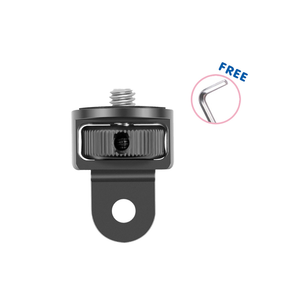 1/4 นิ้ว 360 องศา Black Black อะแดปเตอร์ขาตั้งกล้องอลูมิเนียม for GoPro / SJCAM / Xiaomi / Insta360 / action camera