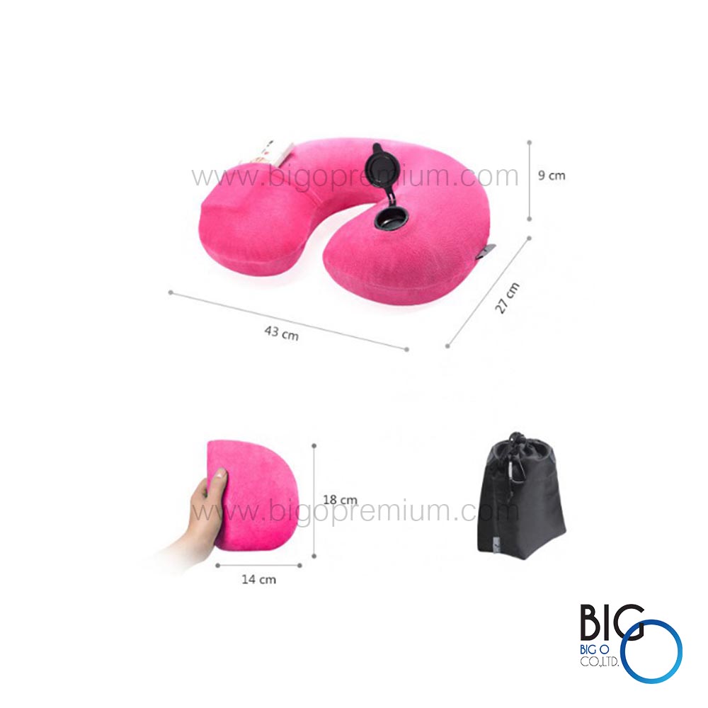 หมอนรองคอเป่าลม ผ้านุ่ม