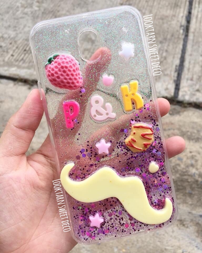 เคสกากเพชรสีม่วง ไล่ใส อักษรคละสี