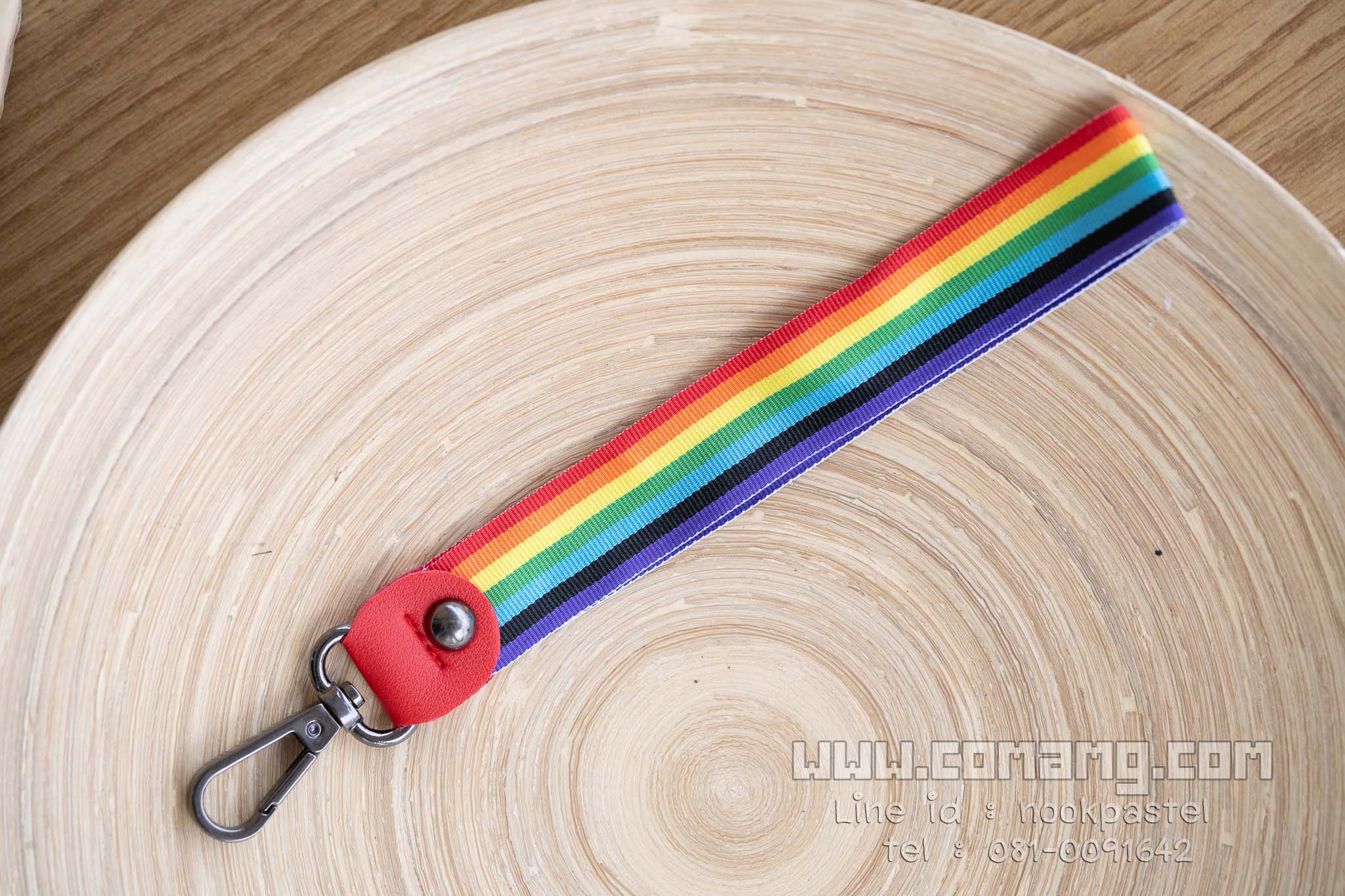 สายกระเป๋า สายคล้องมือผ้าสีรุ้ง