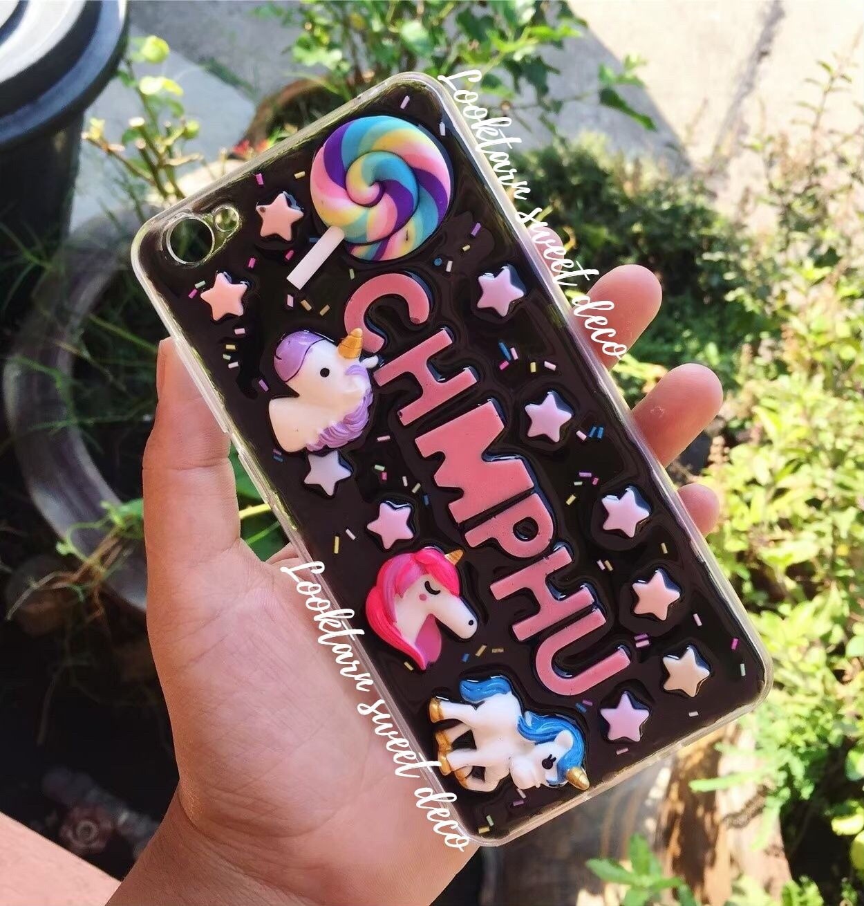 เคสสีดำ อักษรสีชมพูล้วน