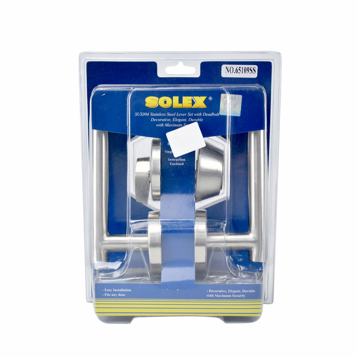 SOLEX ชุดกุญแจฝังมือจับสแตนเลส 65109SS (กุญแจลิ้้นตาย)