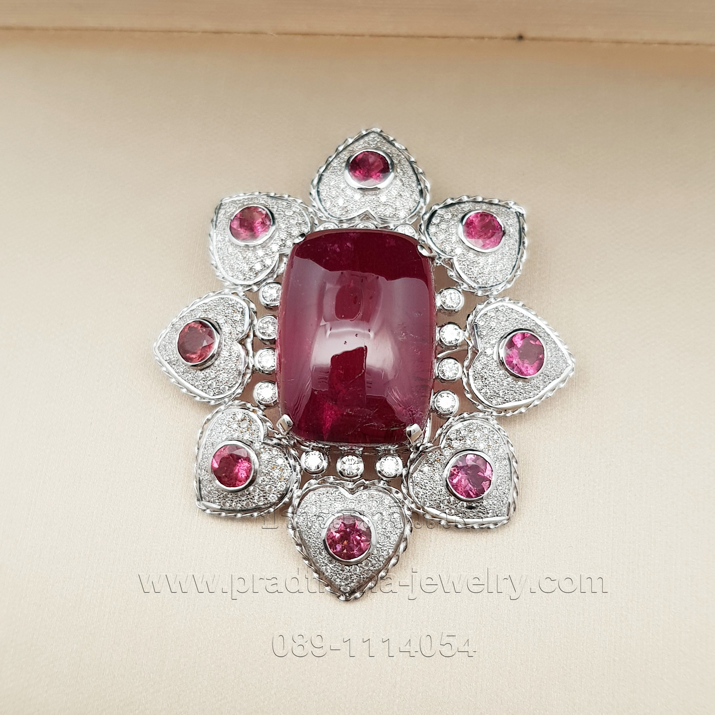 จี้รูเบลไลท์ประดับเพชร