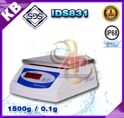 ตาชั่งดิจิตอล เครื่องชั่งกันน้ำ ตาชั่งกันน้ำ รุ่น IDS831-1.5K ความละเอียด 0.1g ยี่ห้อ SDS ไต้หวัน ราคาถูก คุณภาพดี