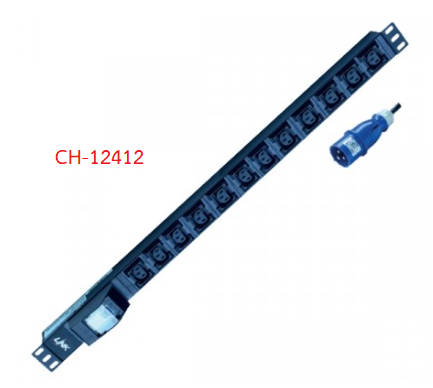 PDU 12 C13 Outlet (Circuit Breaker 16A + Power Plug 16A) รางไฟที่มี C13 และปลั๊กเพาเวอร์