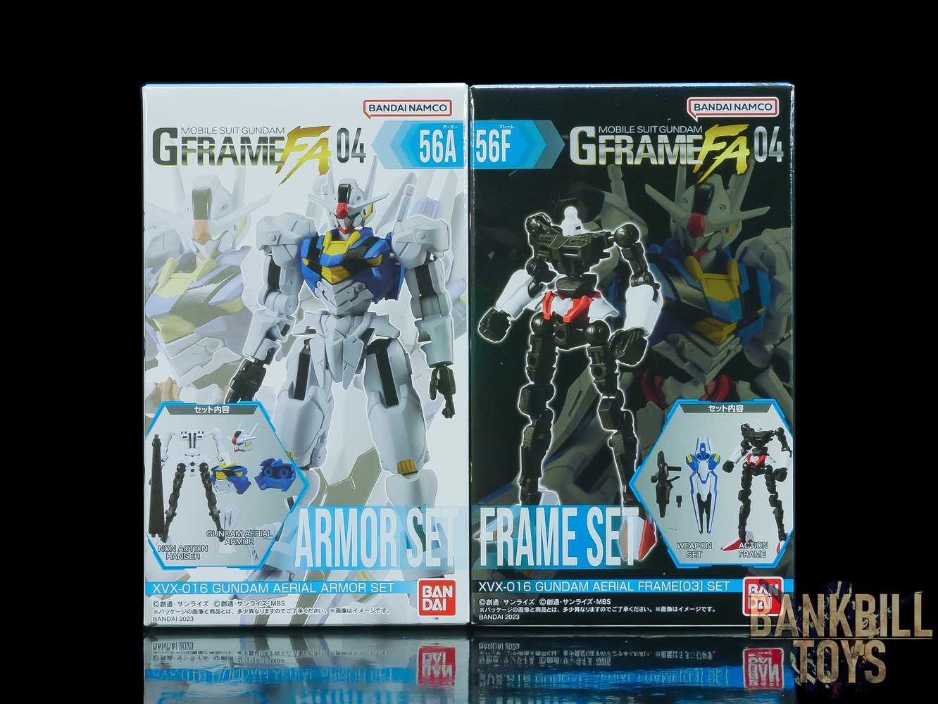 กันดั้ม Bandai Candy Toy Gundam G Frame FA 04 No.56A XVX-016 Gundam Aerial Armor Set + No.56F Frame[03] Set (เซ็ตคู่ 2 กล่อง)
