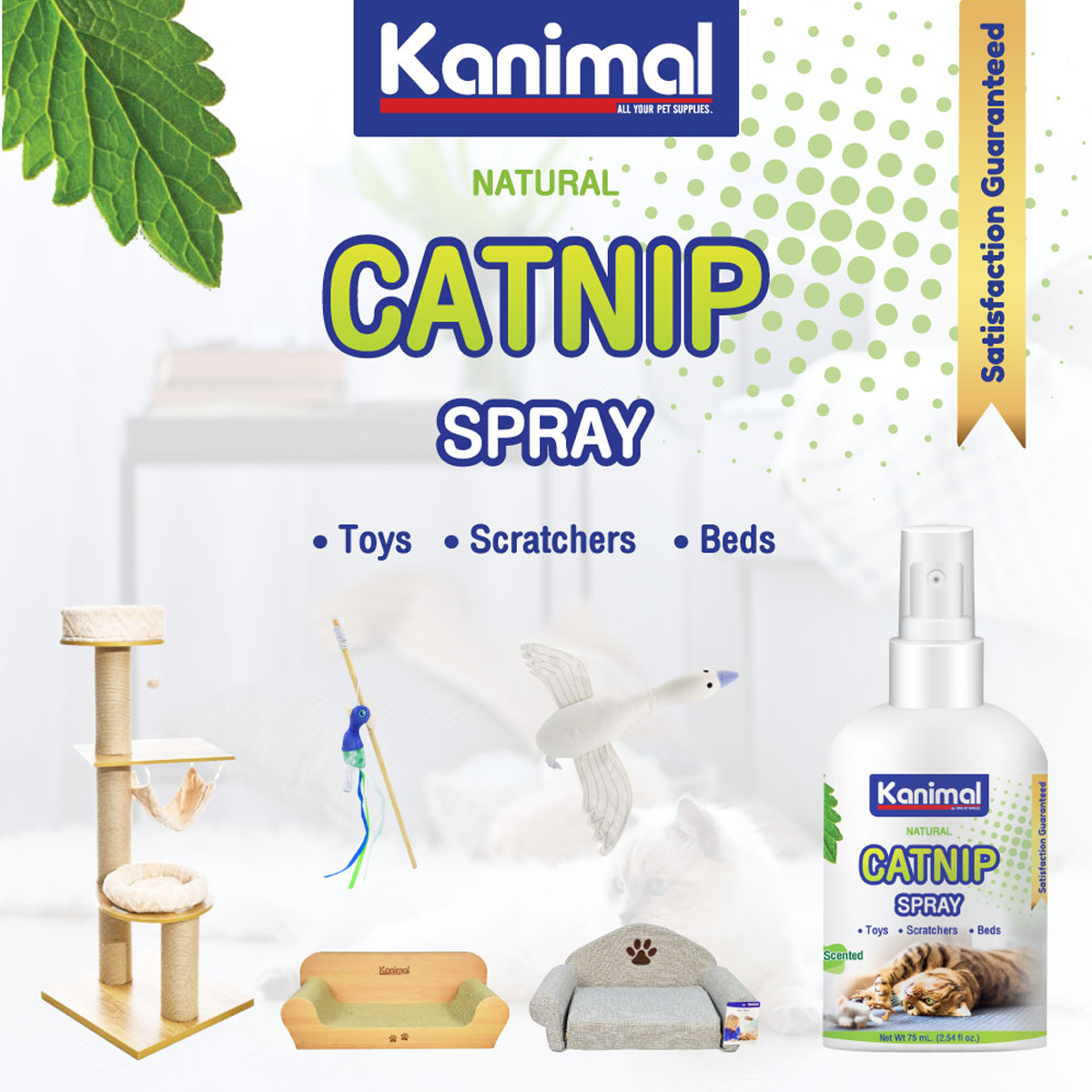 Kanimal Catnip Spray คานิมอล สเปรย์แคทนิป เหมาะสำหรับแมวอายุ 4 เดือนขึ้นไป ขนาด 29.5 & 75 ML
