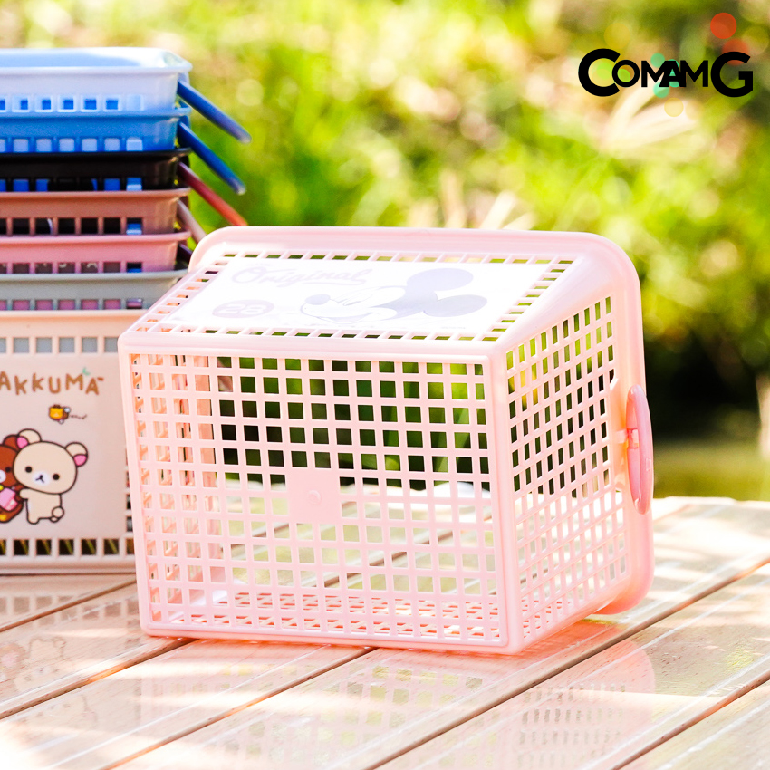 ตะกร้าใส่ของจุกจิก าใส่ของอเนกประสงค์ วางบนโต๊ะ แบบตะกร้าเหลี่ยม ลายการ์ตูน