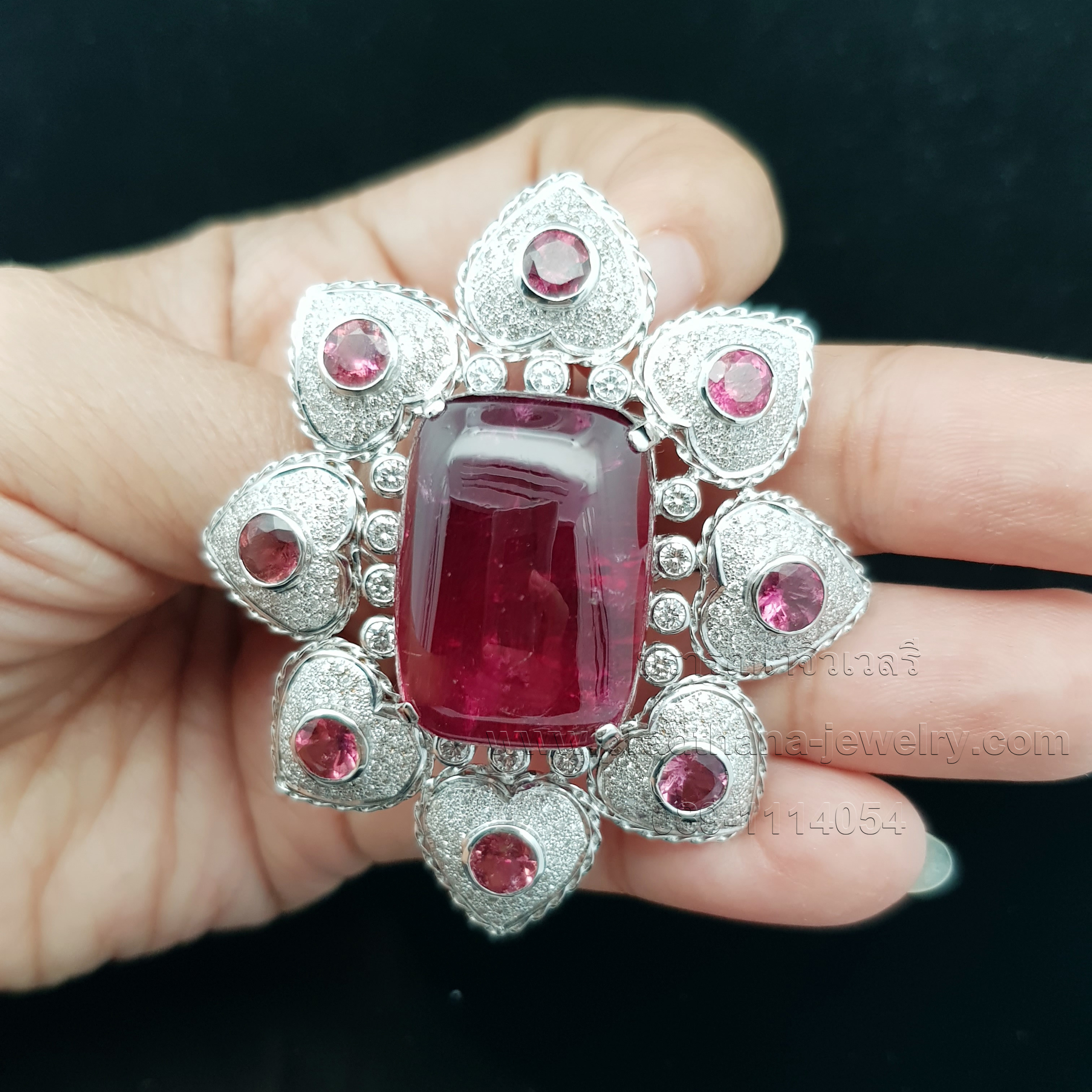 จี้รูเบลไลท์ประดับเพชร