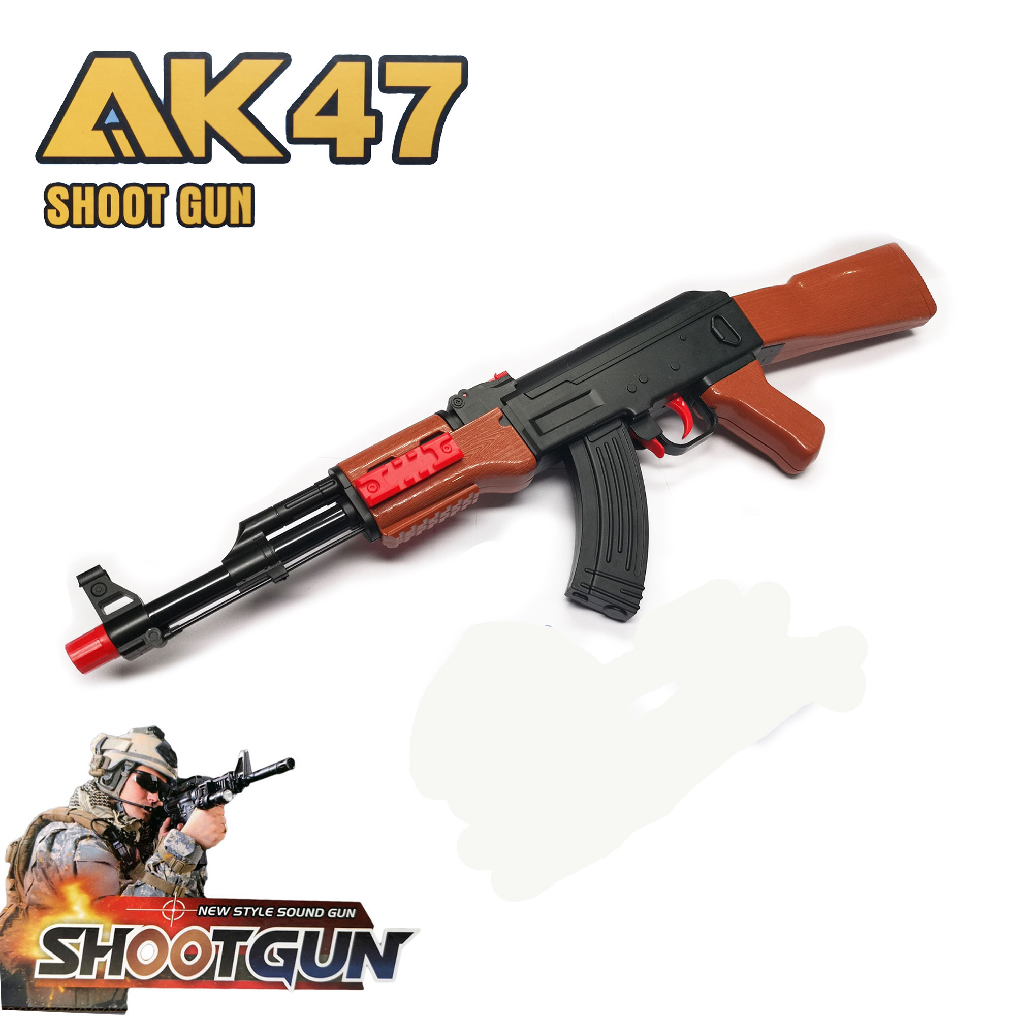 ปืนของเล่น ปืนอัดลมพลาสติกยิงกระสุนเจล กระสุนโฟม ปืนอัดลมยิงกระสุนเจล AK47 SHOOT GUN มี 2 ขนาด