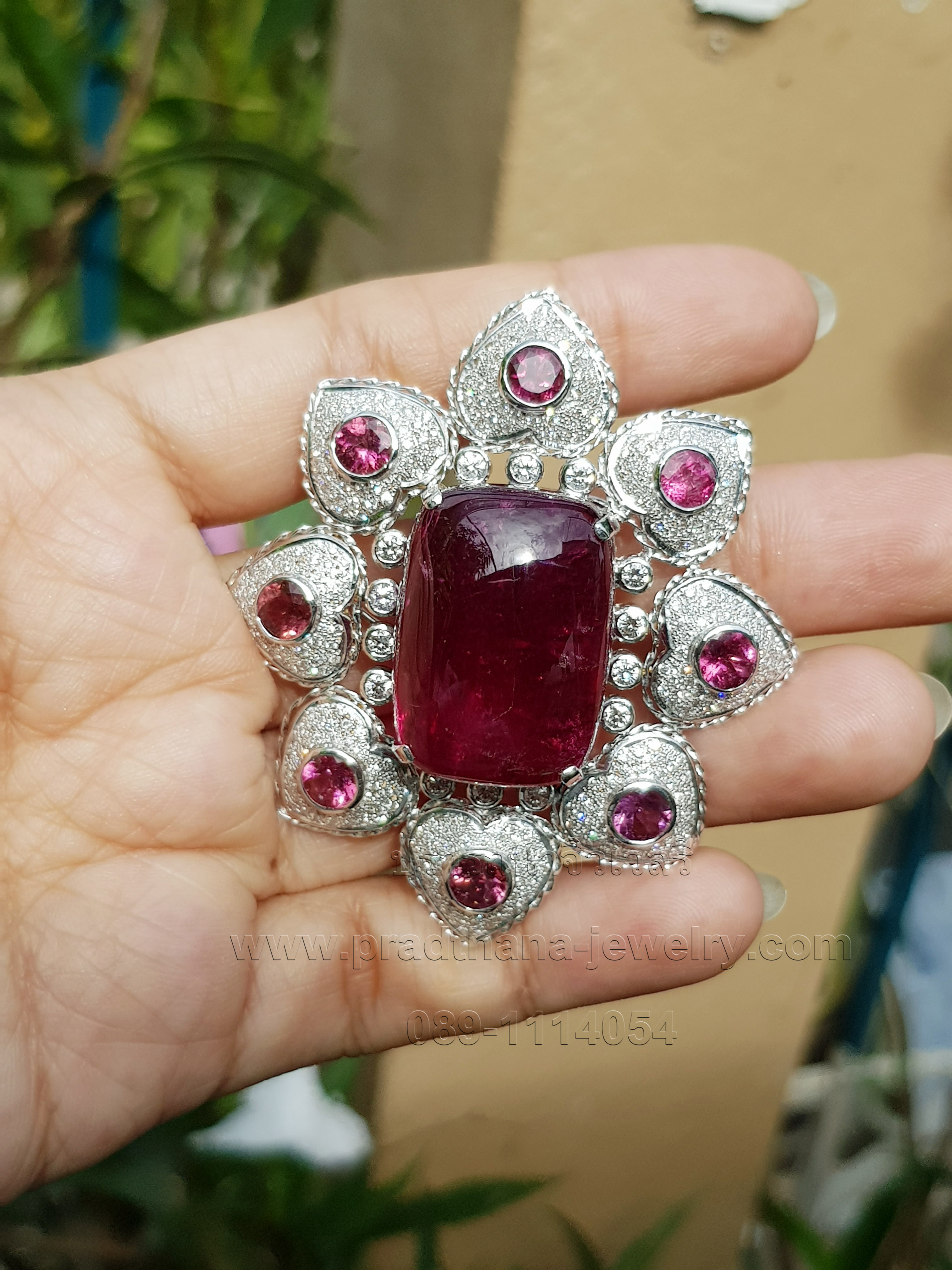 จี้รูเบลไลท์ประดับเพชร