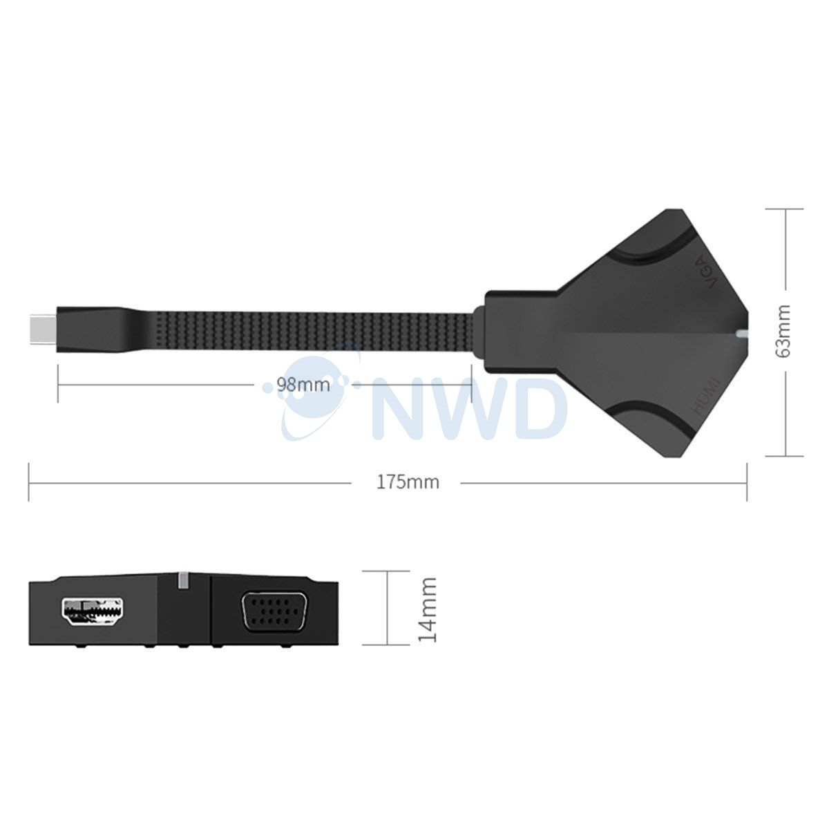 ตัวแปลงสัญญาณ OTN-9586 / Type-C เป็น HDMI และ VGA