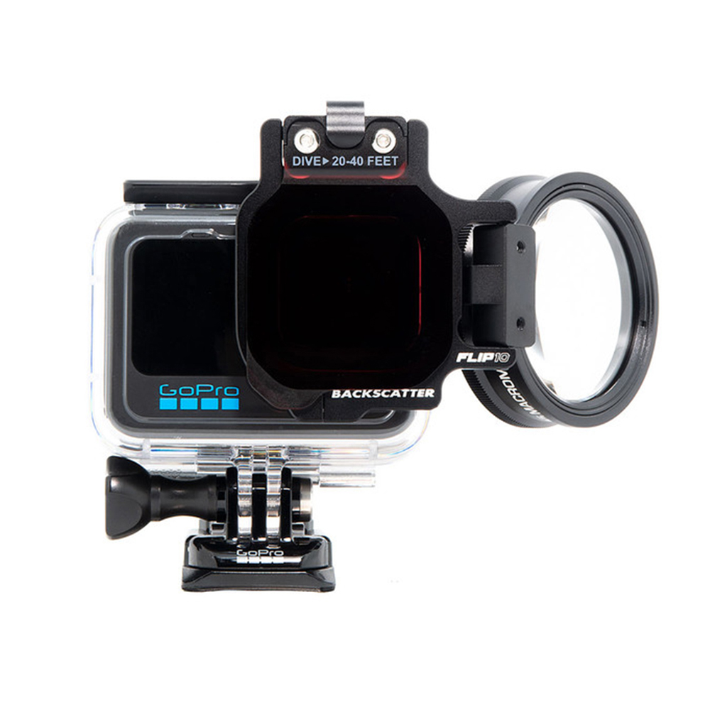 GoPro 11 / 10 / 9 / 8 / 7 / 6 / 5 Backscatter Flip10 Pro Package with Shallow & Dive Filters & +15 MacroMate Mini Lens