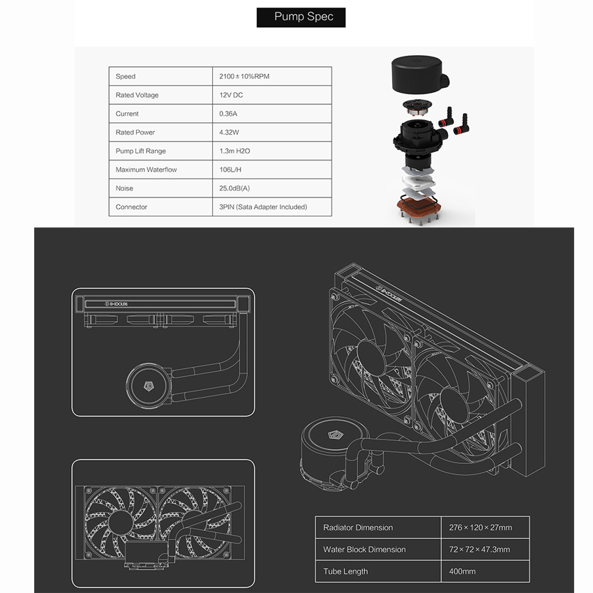 ชุดน้ำ ID-COOLING AURAFLOW X 240 Snow สีขาว ชุดน้ำระบายความร้อนCPU 2ตอน