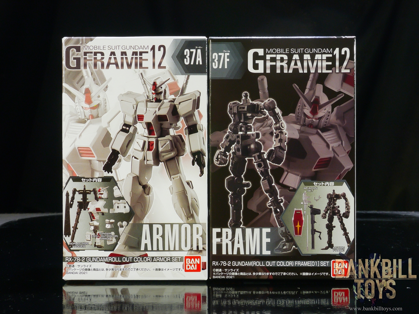กันดั้ม Bandai Candy Toy Mobile Suit Gundam G Frame 12 No.37A RX-78-2 Gundam [Roll Out Color] Armor Set + No.37F RX-78-2 Gundam [Roll Out Color] Frame[01] Set (เซ็ตคู่ 2 กล่อง)