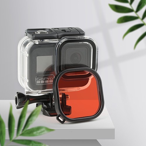 GoPro 7 / 6 / 5 Waterpoof Housing Case + Red Filter + Floating Black เคสกันน้ำ แถมฟรีฟิลเตอร์แดงและทุ่นลอยน้ำดำ