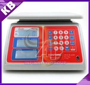 ตาชั่งคำนวนราคา เครื่องชั่งดิจิตอล เครื่องชั่งน้ำหนักสินค้า คำนวณค่าสินค้า 30 kg ความล่ะเอียด 10 g รุ่นกันน้ำ ฉีดล้างได้ ไม่กลัวเปียก ผ่านการตรวจรับรองโดยสำนักงานชั่งตวงวัด กระทรวงพาณิชย์