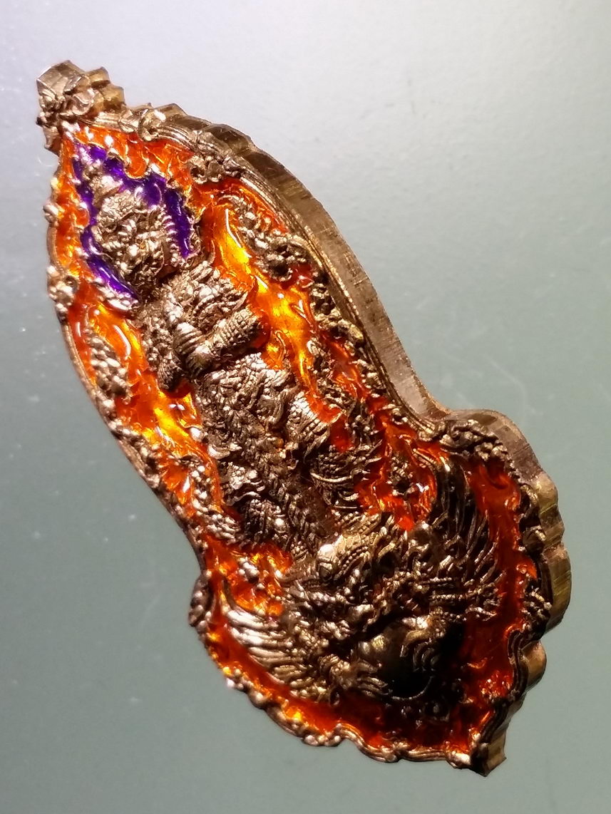 รหัสสินค้า พระมีกล่อง 090 เหรียญท้าวเวสสุวรรณลาภ ยักษ์รวยทันใจ เนื้อ ทองแดง ลงยา พื้นส้ม วัดพระธาตุจอมหงส์ อำเภอเทิง จังหวัดเชียงราย โค๊ตเลเซอร์ หมายเลข ๑๔๗