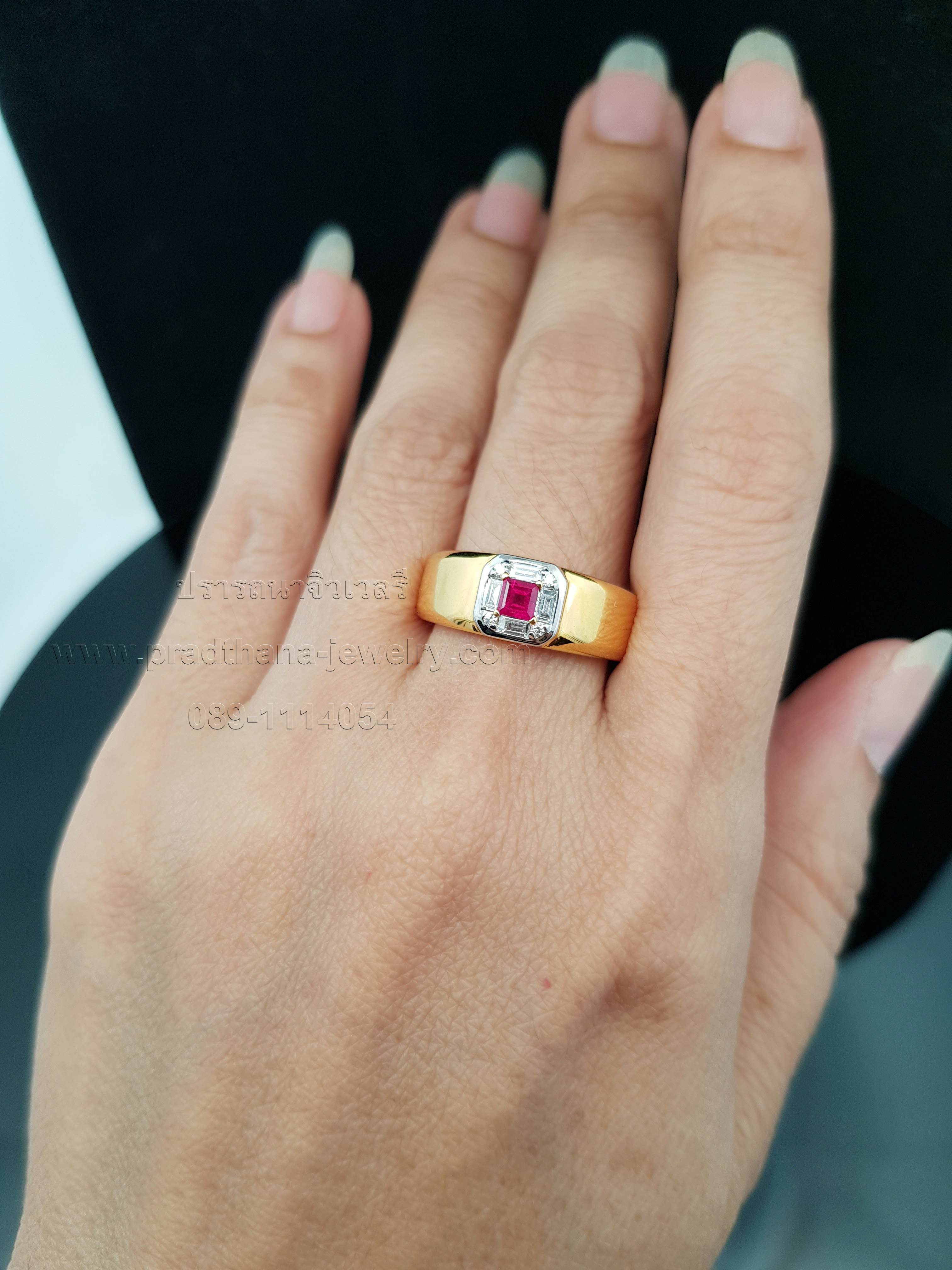 แหวนปลอกมีดทับทิมประดับเพชร **ขายแล้ว**