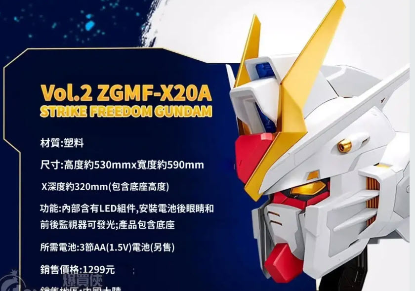 <Preorderถึง 9/6/2024 > 🔔เปิดรับPreorder มัดจำ 900 บาท BN HEAD COLLECTION VOL.2 STRIKE FREEDOM GUNDAM