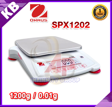 เครื่องชั่งดิจิตอลความละเอียดสูง ตาชั่งแบบความละเอียดสูง 1200g ความละเอียด 0.01g หน้าจอแสดงผล LCD ยี่ห้อ OHAUS รุ่น SPX1202 1200g/0.01g