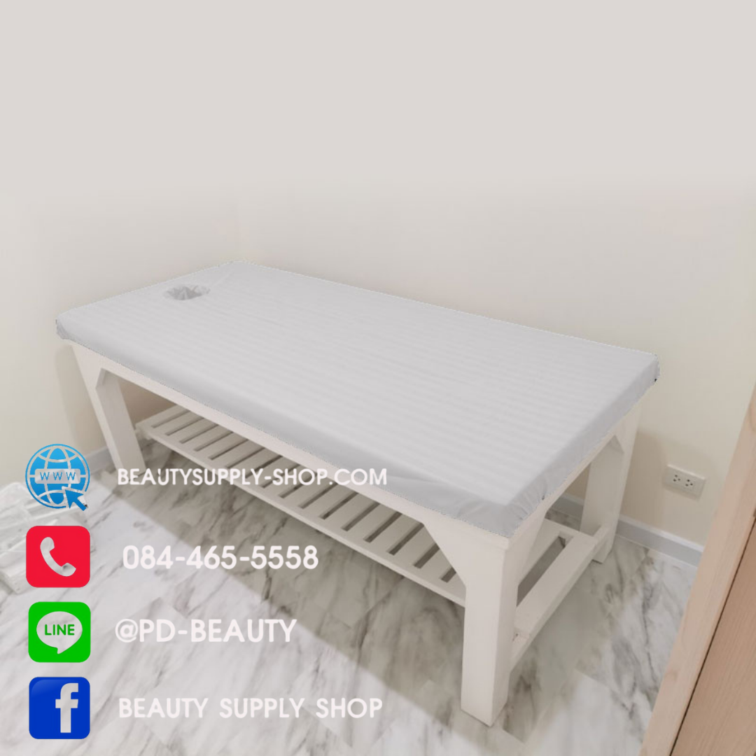 🔥 ขายดี🔥ผ้าปูเตียงสปา ผ้าปูเตียงนวดอโรม่า ผ้าปูเตียงนวดน้ำมัน ผ้าปูเตียงเจาะหน้า แบบรัดมุม (90*200*8cm)