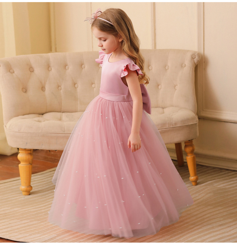 Gd4118- พร้อมส่งจากไทย ชุดราตรีเด็กสีชมพู และชมพูกลีบบัว ชุดออกงานเด็กหญิงทรงยาว และหน้าสั้น-หลังยาว ตกแต่งมุก ทรงสวยสุดหวาน สำหรับเด็กเล็ก-เด็กโต