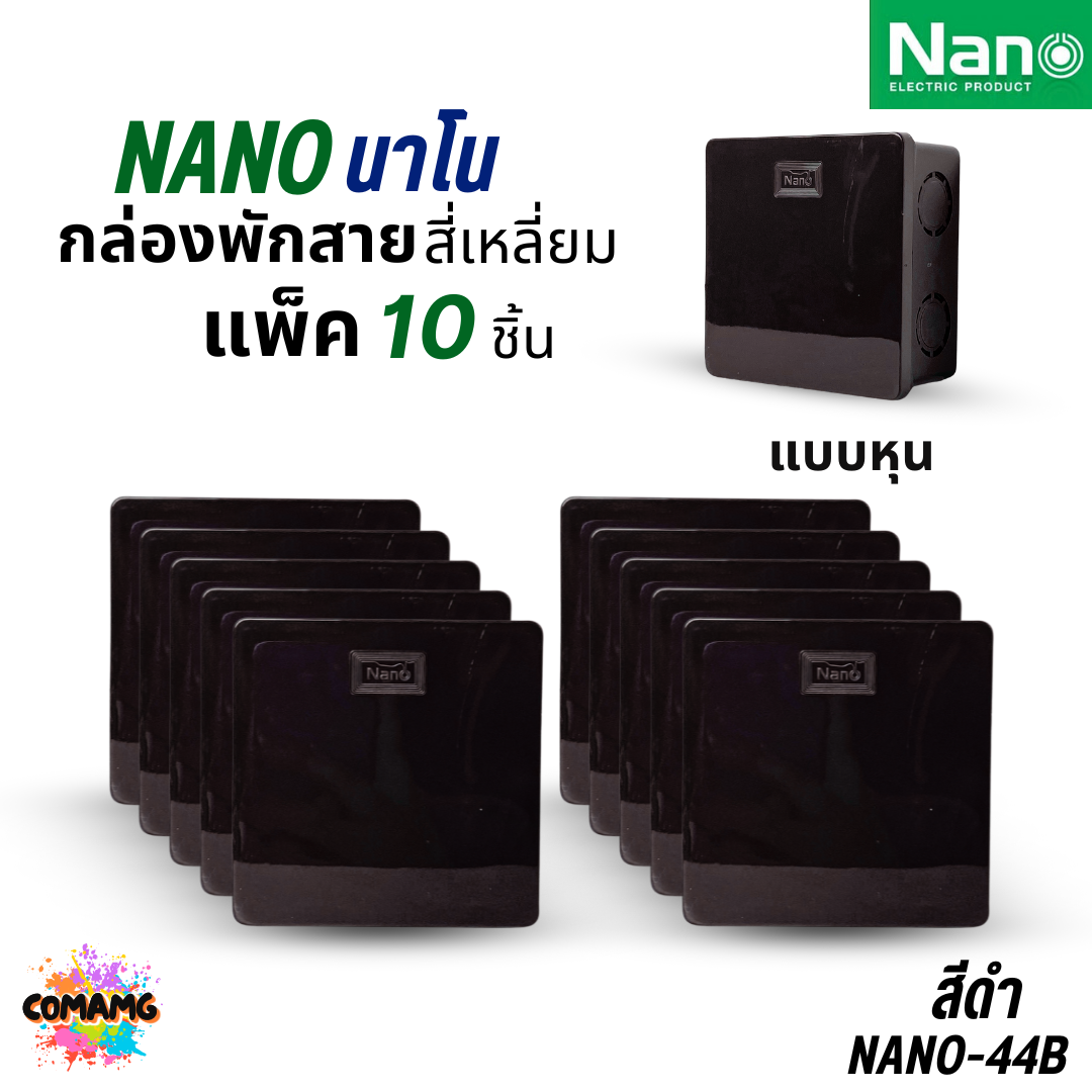 (ยกแพ็ค 10ชิ้น) NANO กล่องพักสายแบบมิล แบบหุน NANO-24 2x4 สีขาว สีดำ / NANO-44W 4x4 สีขาว สีดำ พร้อมส่ง