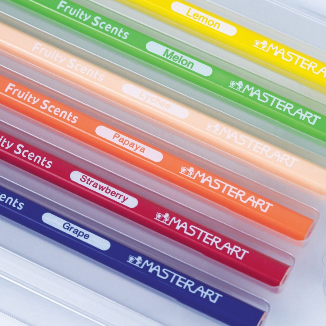 Master Art สีไม้ ดินสอสี มาสเตอร์อาร์ต มีกลิ่นหอม 6 สี 6 กลิ่น กลิ่นFloral กลิ่นFruity แถมกบเหลาในกล่อง พร้อมส่ง