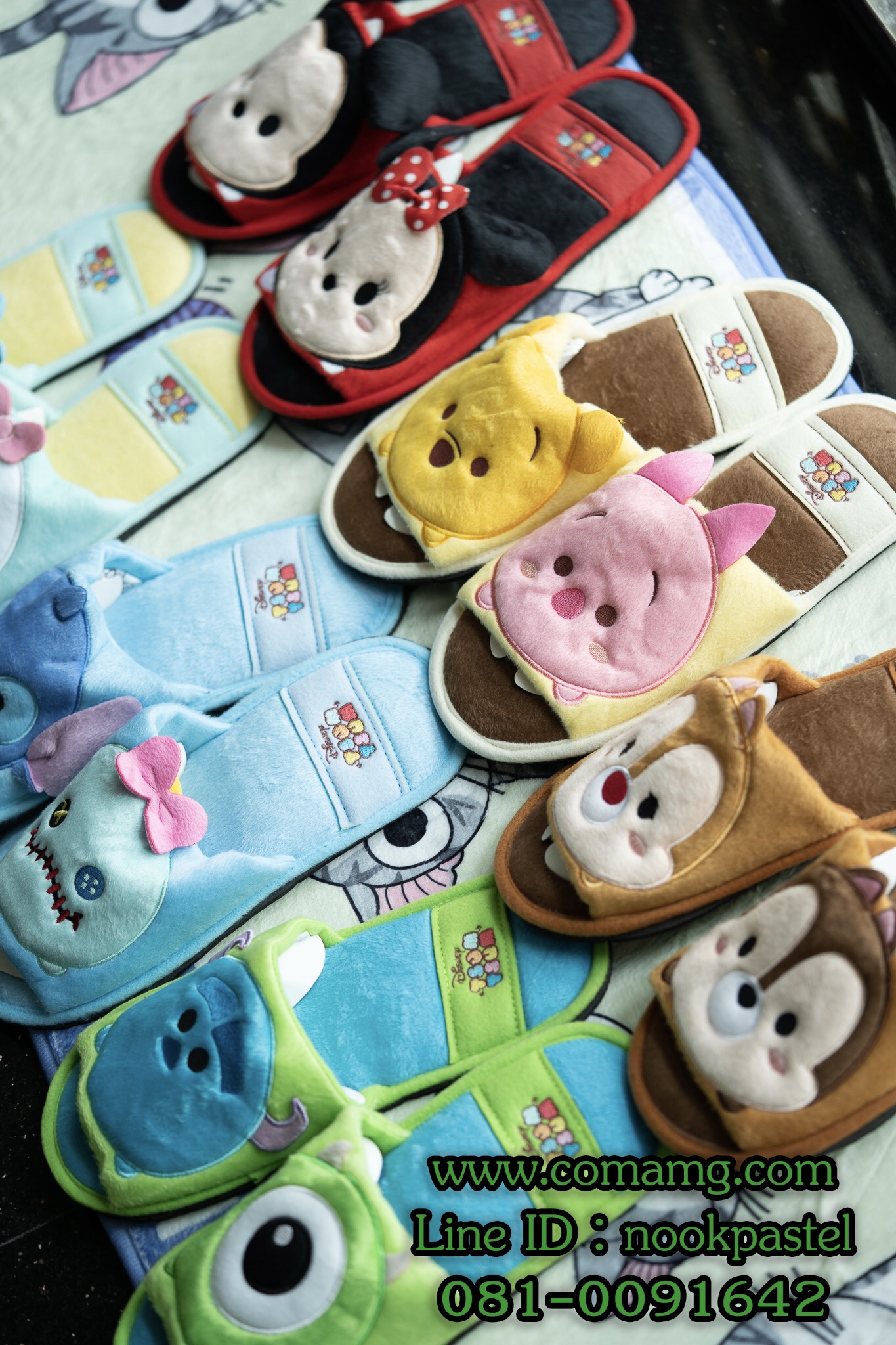 รองเท้าใส่ในบ้าน คิตตี้ โฟรเซ่น หมีพู มิกกี้ โดนันดักส์ ชิบกับเดล สติช พิกเล็ต มอนเตอร์ ดิสนี่ย์ (Disney tsum tsum) ลิขสิทธิ์แท้