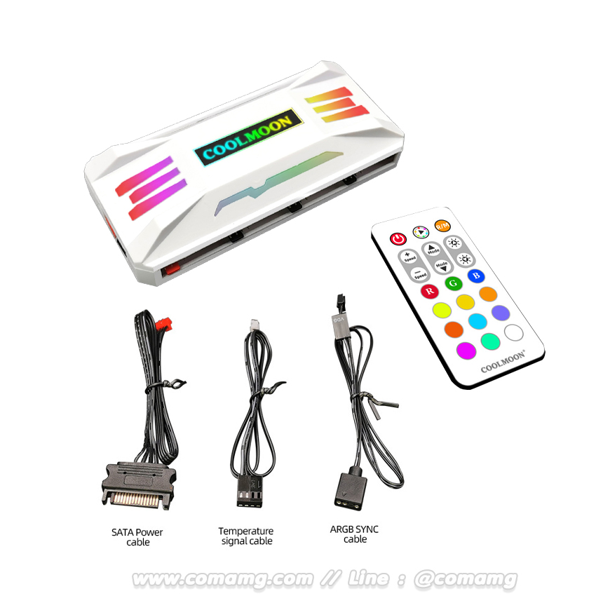 กล่องคุมไฟและพัดลม Coolmoon P-ARGB สามารถซิงค์บอร์ดได้