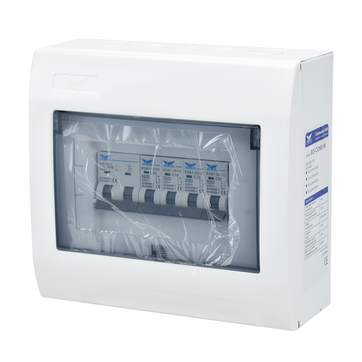 EAGLE ชุดตู้ควบคุมไฟ 4 ช่อง Main 63A EG-CON6-M63A